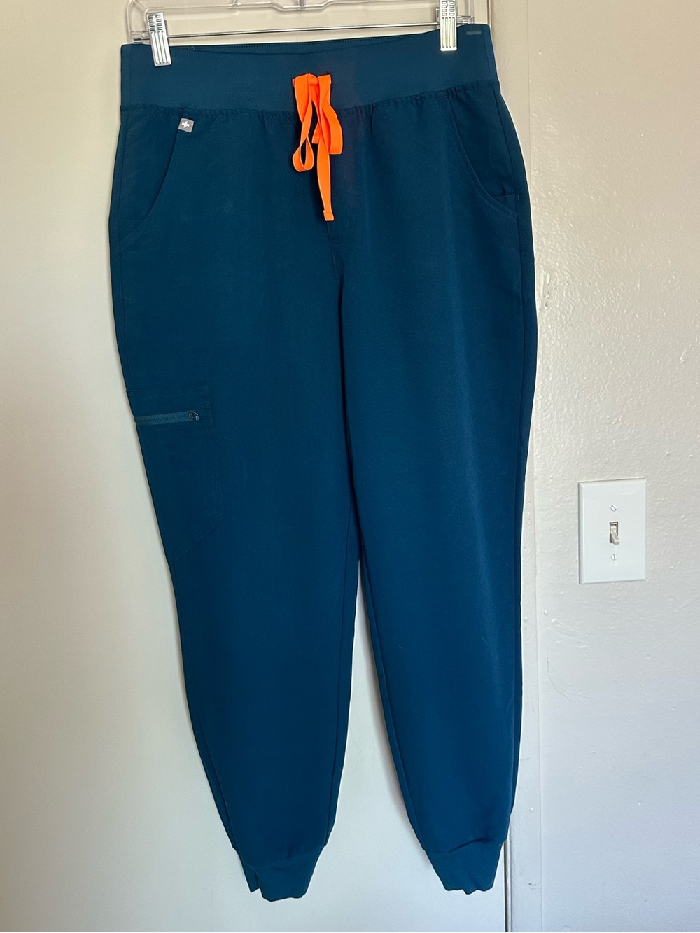 Figs Teal Jogger Pants with Orange Drawstring - Picture 2 of 11
